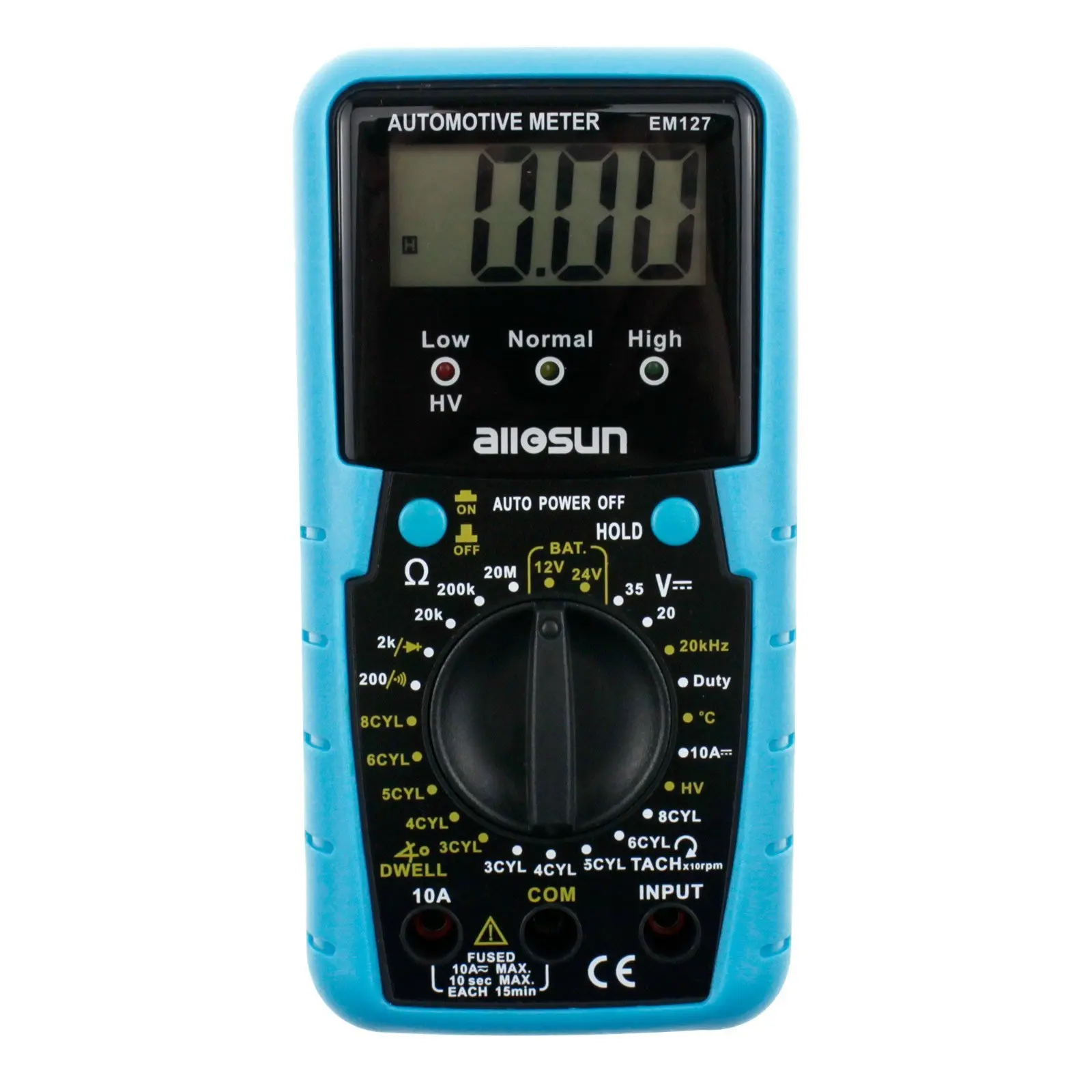 all-sun Automotive Multimeter DMM DC Volt Ohm Temp Frequency Diode and Continuity Tester Automotive Diagnosis Tester Test RPM Dwell Angle