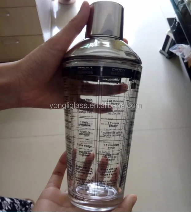 2015 factory price professtional cocktail glass shaker tin, custom made wine shaker with tick mark