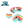 1pc 2 Size Cute Rainbow Color Heart Shape Warm Soft Plush Pet Cat House Sleeping Bag Bed