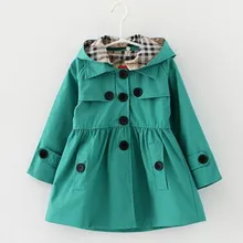 2016 Girls Trench Coat Cardigan Jackets For Girls Spring And Autumn Cotton England Style Princess Girls