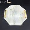 Hexagon White Marble Tray With Gold Handle