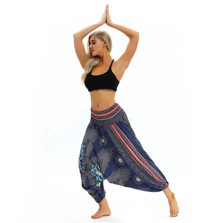 Señoras Pantalones Bombachos Harén Alibaba Fitness Gitano Hippie Boho Hareem Pantalones de Yoga