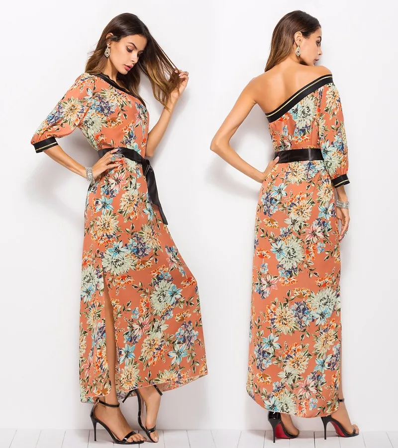 2019 Latest Floral Long Chiffon Plus Size Tall Tube Women ...