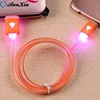 New design colorful led light micro usb data charging cable with led light