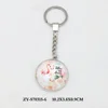 Round shape single side flamingo design metal keychain