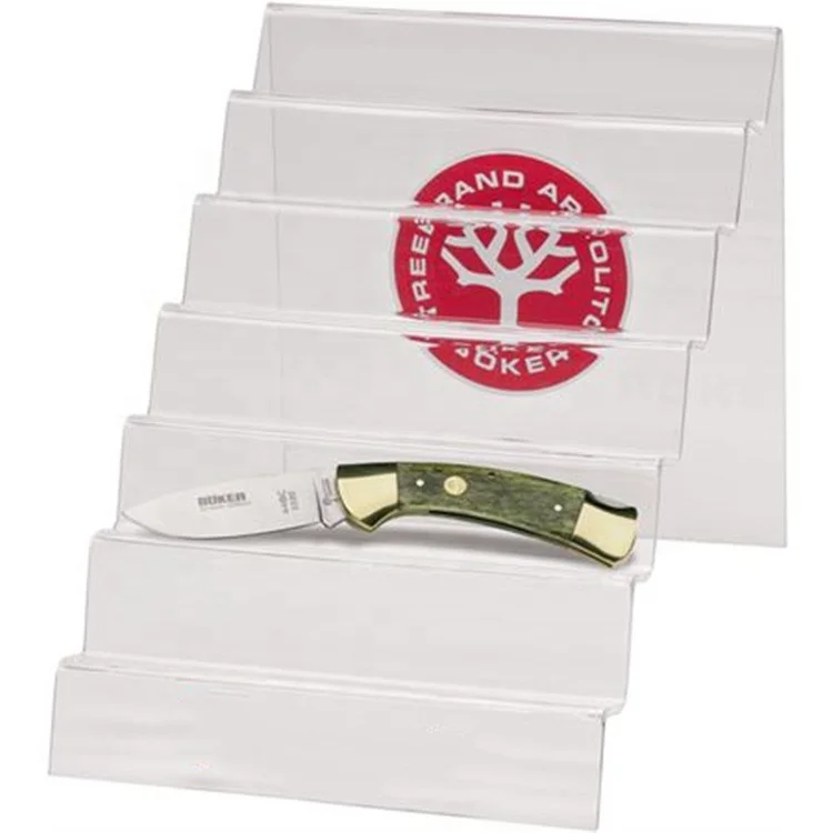 Rotating Acrylic 10 Knife Display Cases With Led Lights Lock