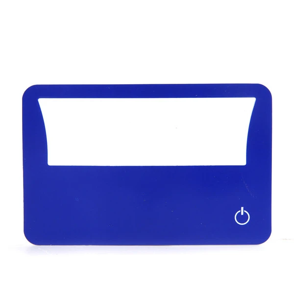 2021 Custom design multi-function rectangle shaped PP plastic bedtime reading led light business card magnifier in PVC pouch
