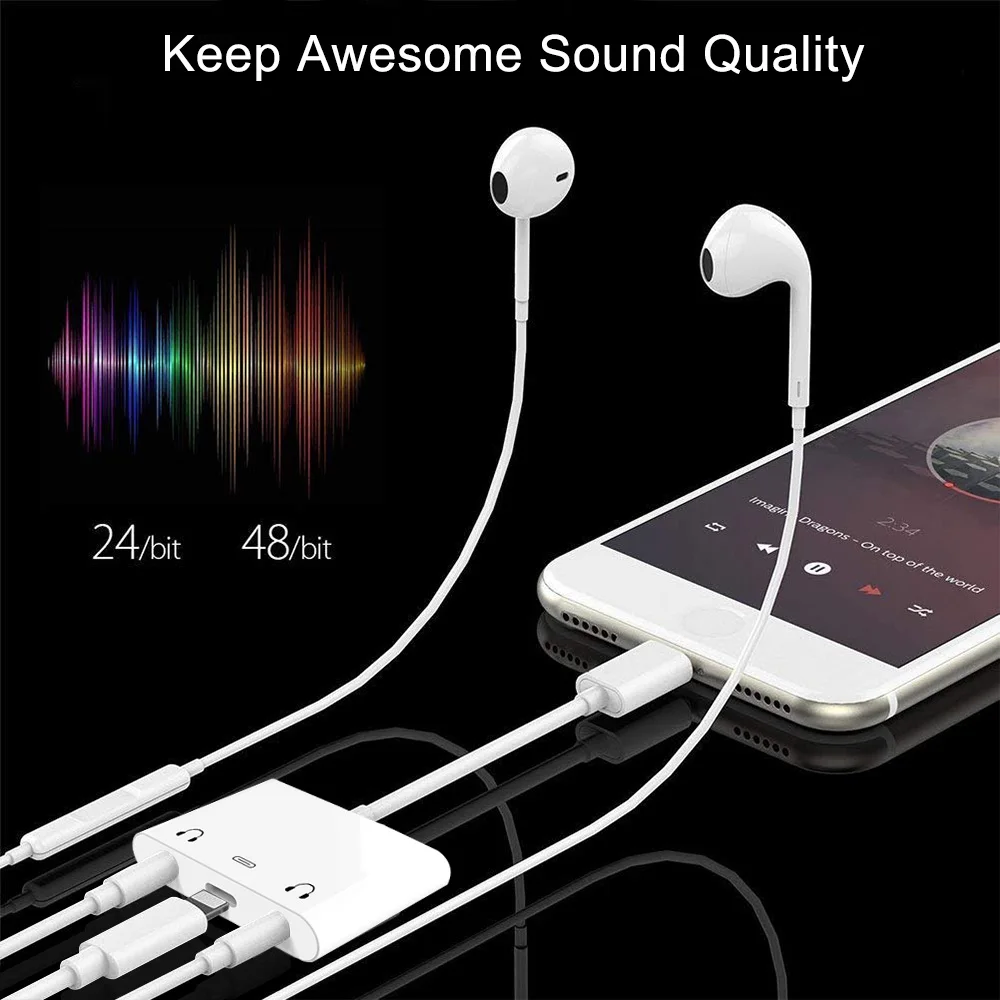 Lighting To 3.5 Mm Headphone Jack Adapter Aux Audio Adapter For Iphone