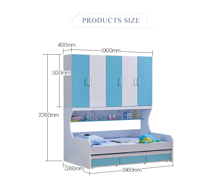 Hot Sale Children Furniture Kids Bedroom Sets Function Bed With