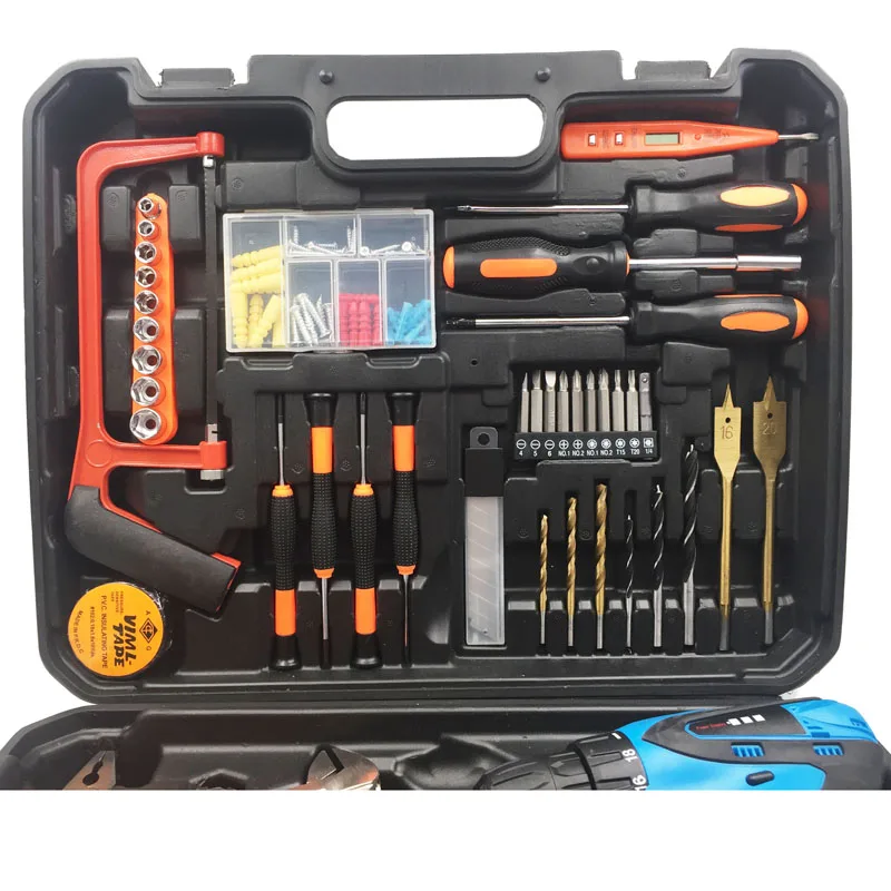 Goxawee 110pcs Power Tools Kit 12v/16.8v Electric Drill Carpenter Hand Tool Kit Buy Power