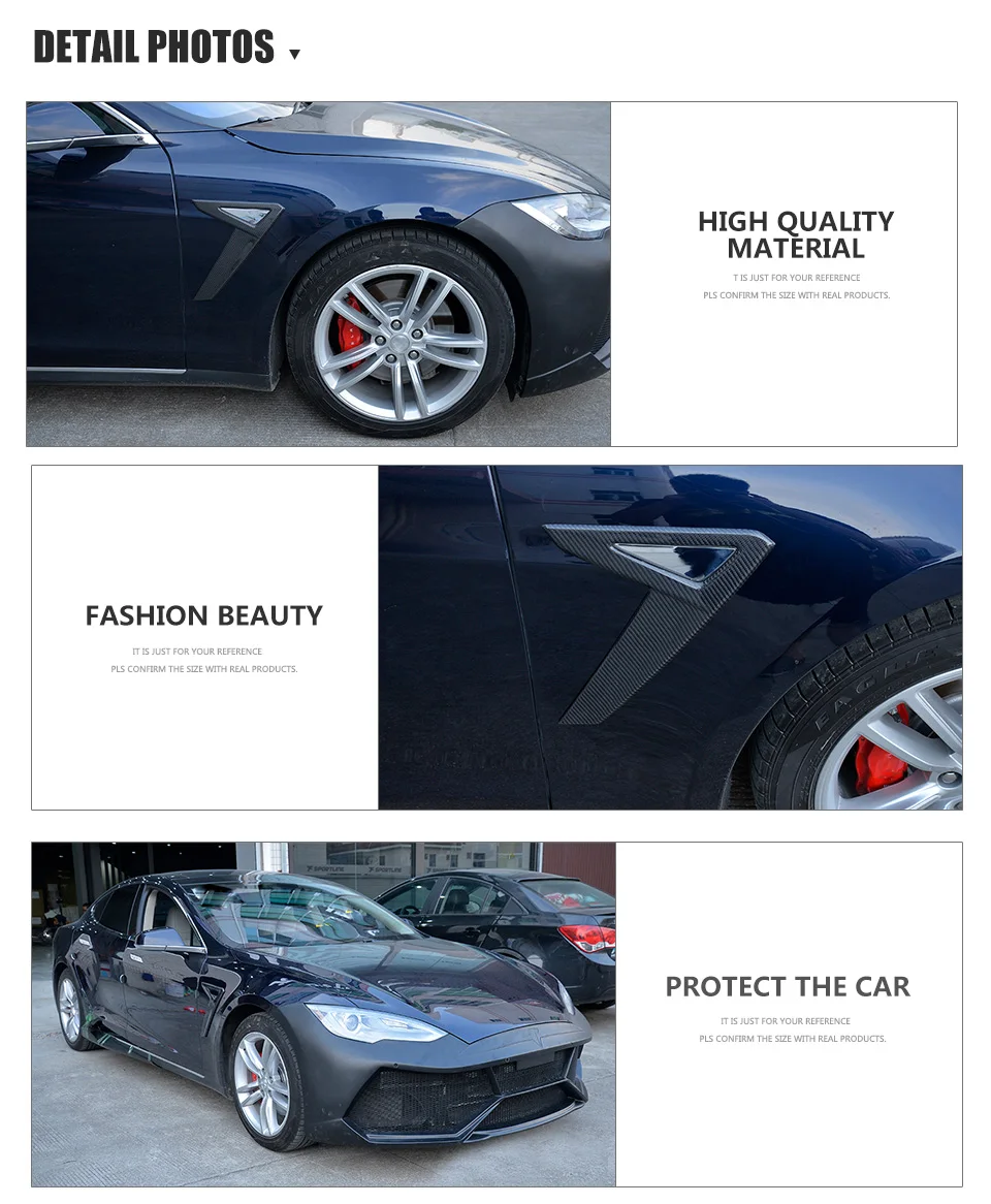 Carbon Fiber Car Side Fender Vents For Tesla Model S P85d P100d Sedan 4