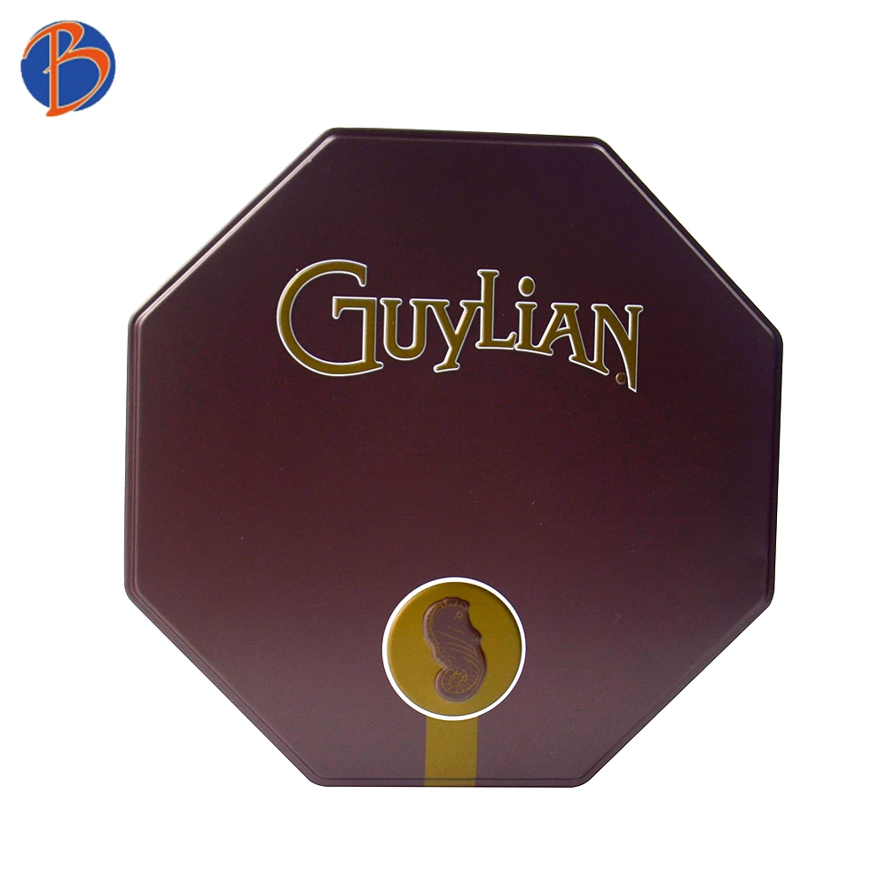 Octagonal metal luxury empty chocolate truffle boxes packaging large chocolate favor boxes