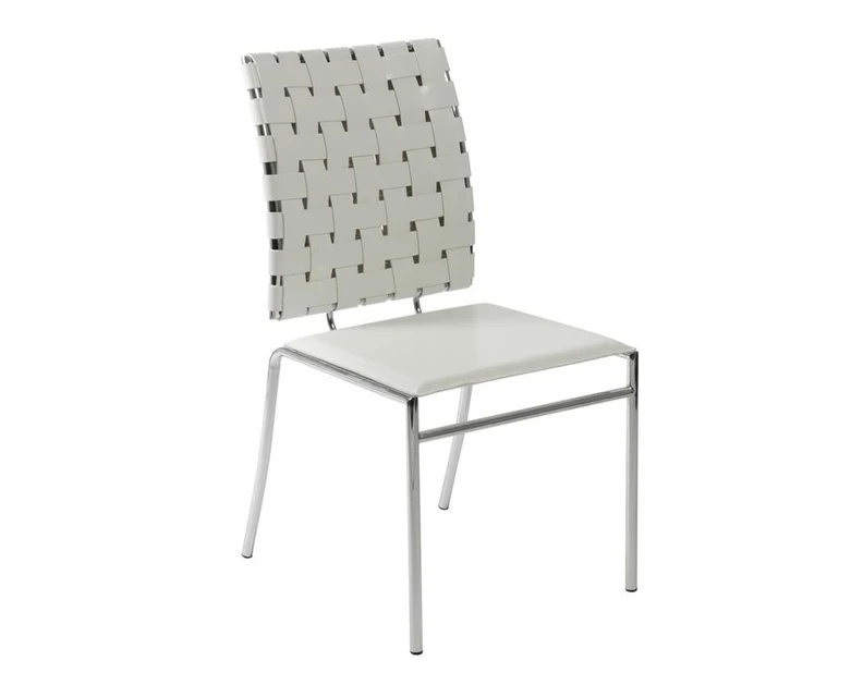 Micro Leather Straps Dining Chair 96012 Italian Woven Chairs White Product On Micro Leather Straps Dining Chair 96012 Italian Woven Chairs White Product On
