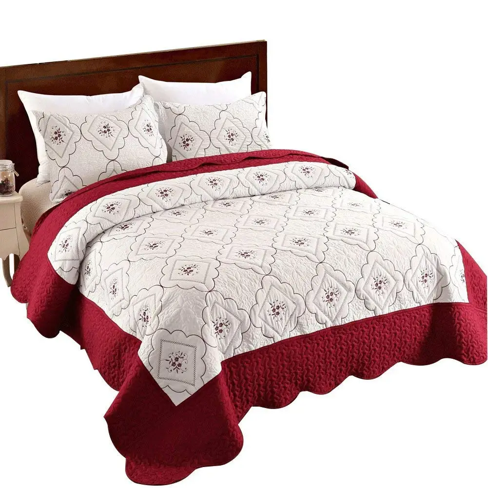 Tropical Bedspreads King Size Find Get Quotations Junhome Summer Bedspreads King Size Embroidered Fl Quilt Reversible Hypoallergenic Burgundy White Coverlet
