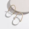 2018 Fashion Worn Gold Silver Two Tone Plating Oval Metal Alloy Big Stud Earrings for Women