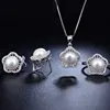 Pearl Pendant Earring Ring 925 Sterling Silver Pearl Jewelry Set