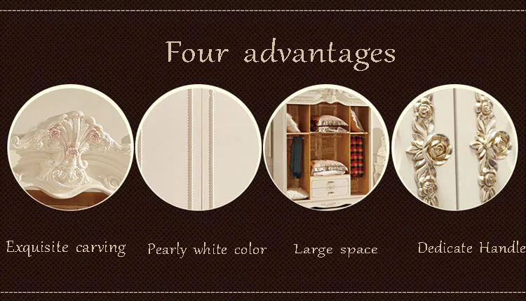 four door wardrobe antique European whole wardrobe French bedroom furniture wardrobe pfy10045