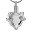 Heart Crystal Srainless Steel Cremation Pendant Ashes Holder Prong Setting Memorial Charm Necklace