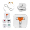 Popular Giveaway good quality portable Travel 1.2 m cable in-ear smartphone earbud in transparent ABS plastic square case
