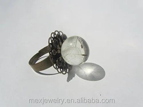 Eco Friendly Black Resin Ring Resin Jewellery Nature Specimen Resin Ring Dandelion Real Seeds Ring Make a Wish