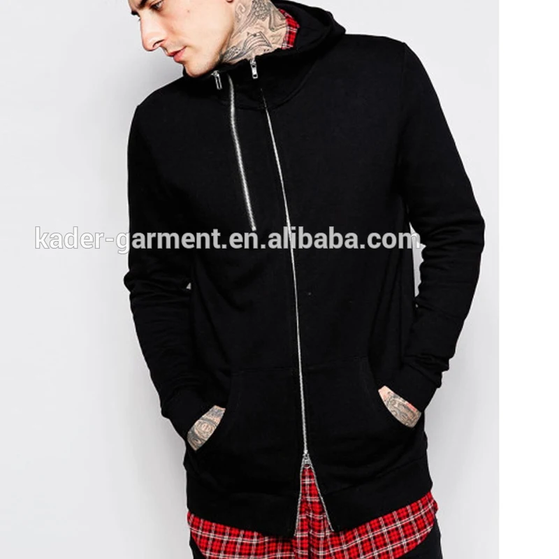 black longline zip hoodie