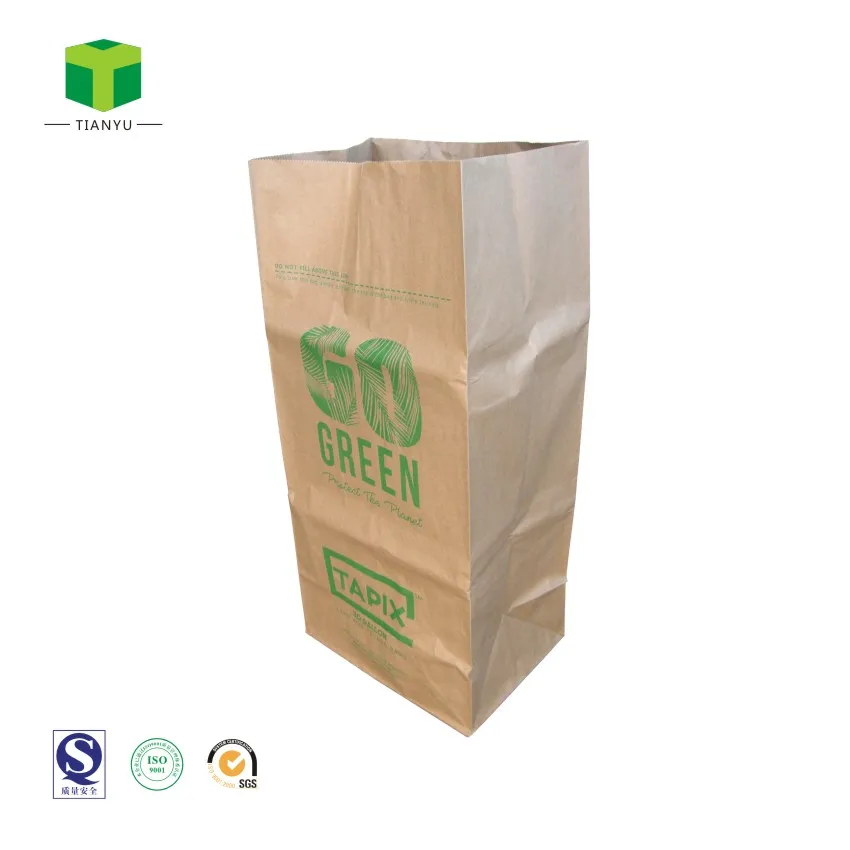 Biodegradable Brown Kraft Paper Lawn And Leaf Refuse Bag For Home And