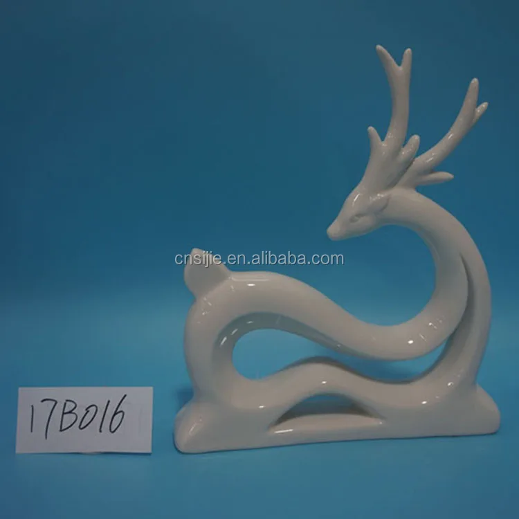 Ceramic white deer kneeing shape porcelain Christmas reindeer figurines for kids