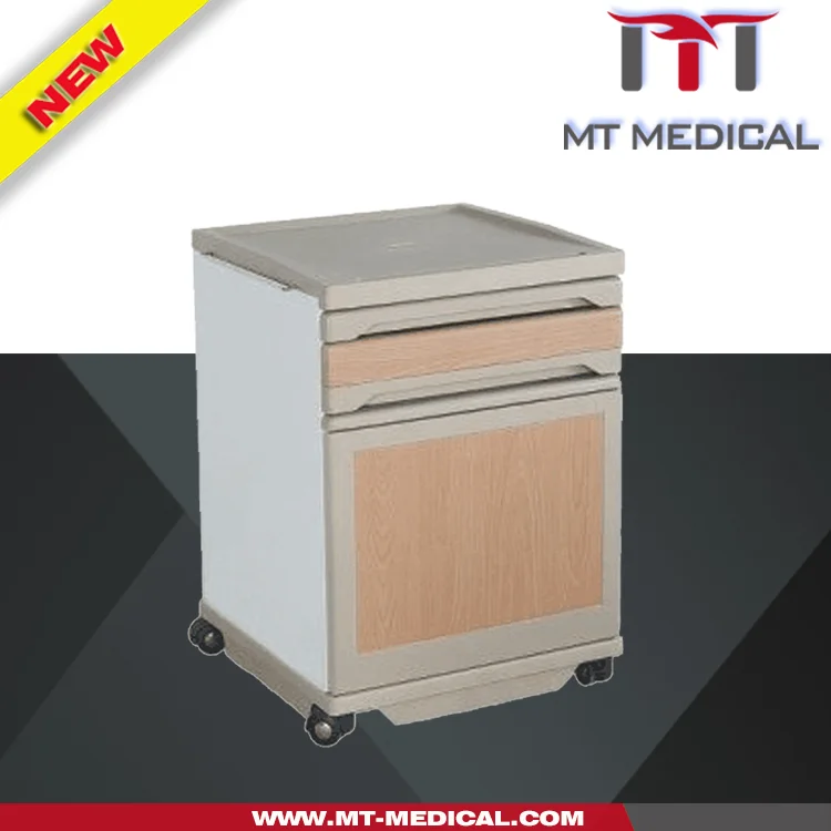 ABS bedside table bed side locker with closed shelves wheels with lock