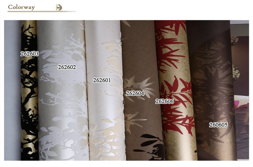 Natural Plant Design Flocked Non-woven Oriental Design Wallpaper