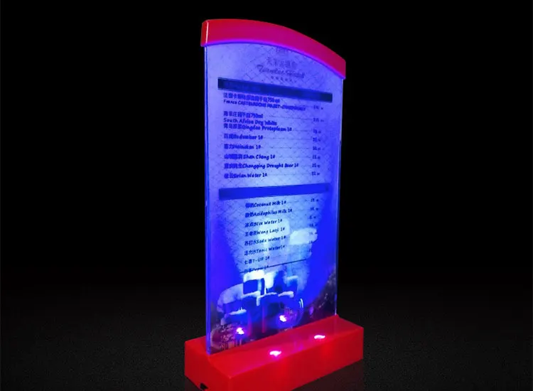 New Design Led Restaurant Table Tents Card Stand Usb Acrylic Table Tent