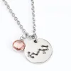 Birthday Gift Personalized Mothers Birthstone Pendant Chinese Zodiac Disc Necklace