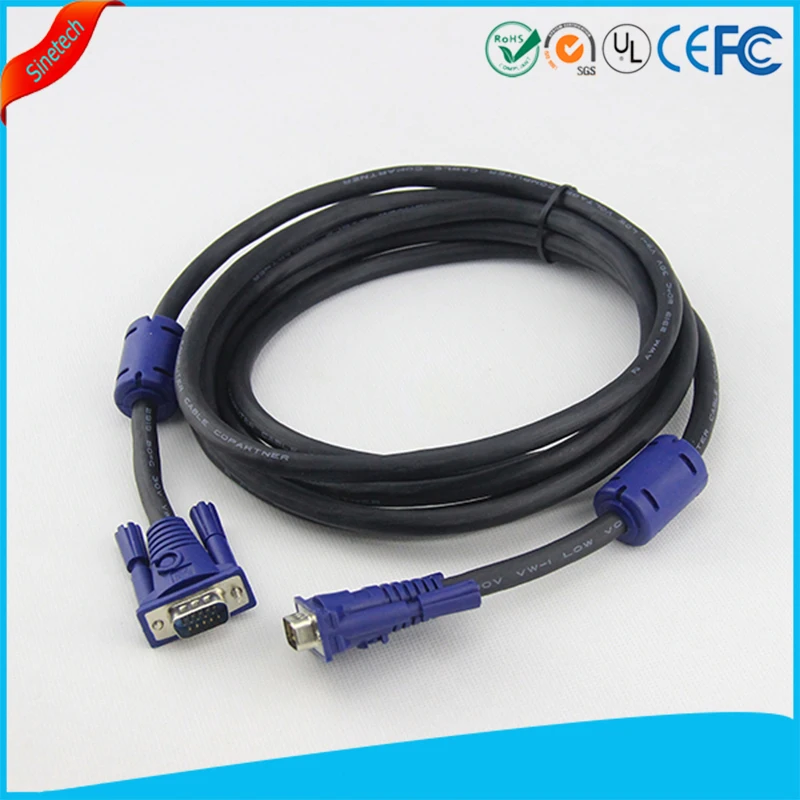 Nickel-Plated 10 ft Black male DB 15 to DB15 connector video vcable