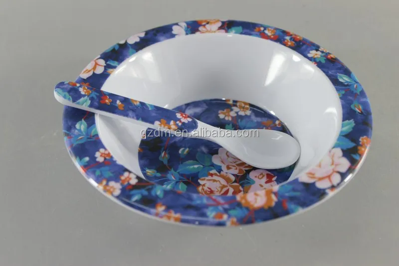 Customizable Melamine Suop Bowl And Spoon Set