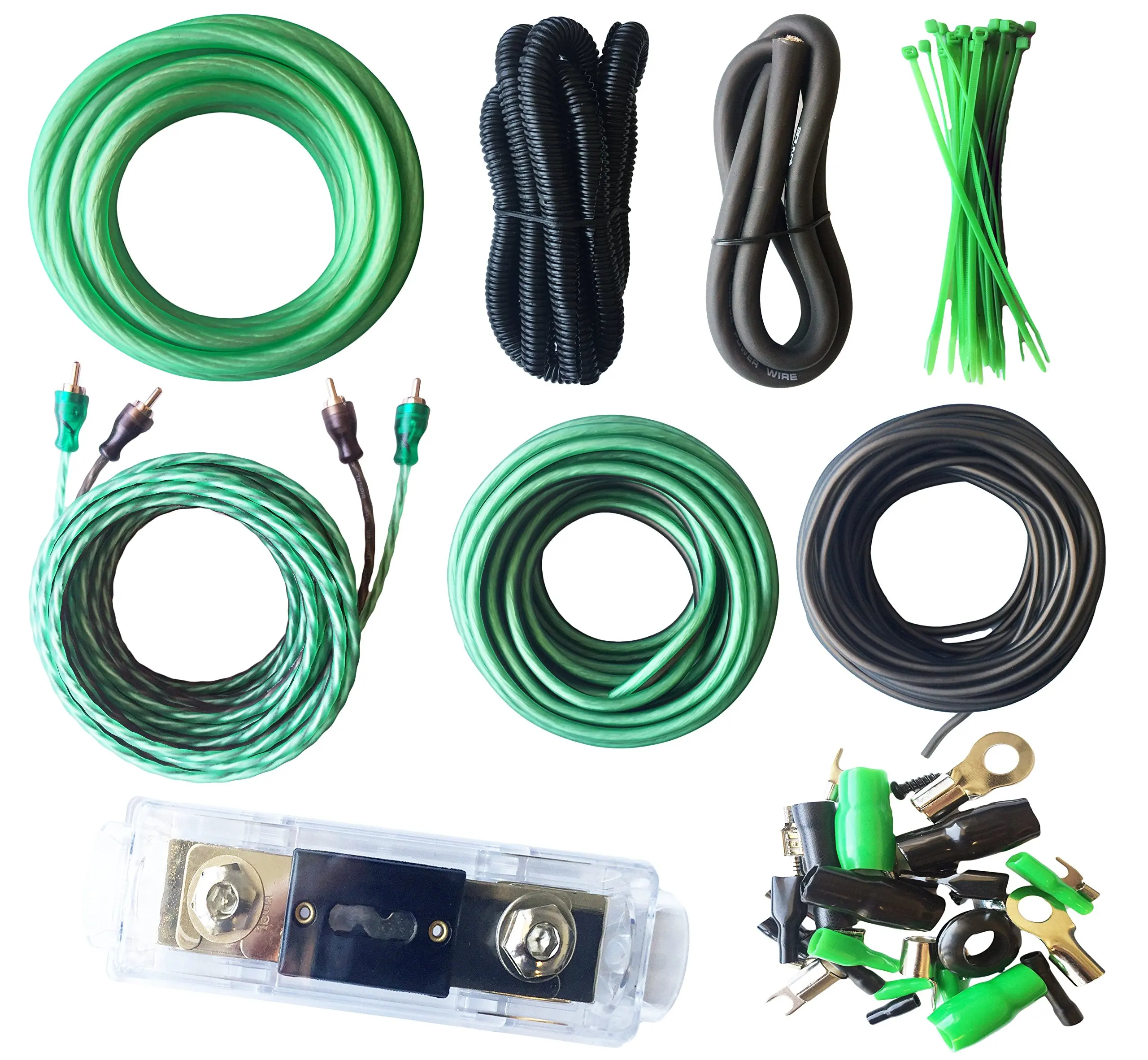 Get Quotations · SoundBox Connected True 4 Gauge Amp Install Kit AWG Amplifier Wiring Complete Cable-SuperFlex 3500W