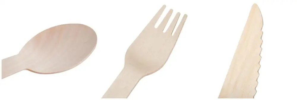 Biodegradables Compostables desechables de madera cubiertos Cucharas de 1-5000