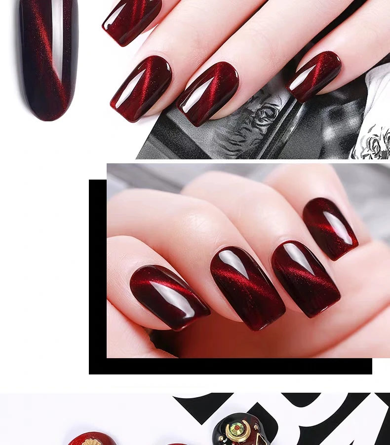 6 Colors Kit Gel Wine Red Cat Eye Nail No Need Black Base Uv Gel Buy Wine Red Cat Eye Nail 6 Colors Kit Uv Gel Product On Alibaba Com