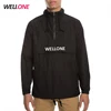 Custom embroidery polyester waterproof training wind breaker men black half zip black plain pullover jackets