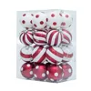 Christmas Shatterproof Ornaments Red and White Polka Dots Stripe Ball for Xmas Trees