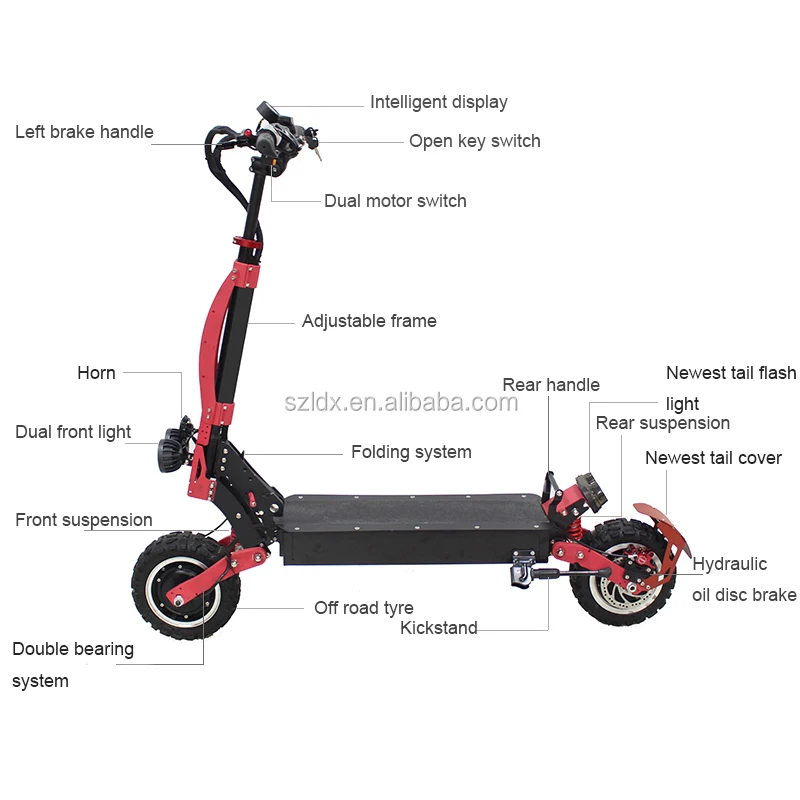 2020 Great Performance Dual Motors 60V 3600W 30ah Electric Scooter for Adults with Removable Seat