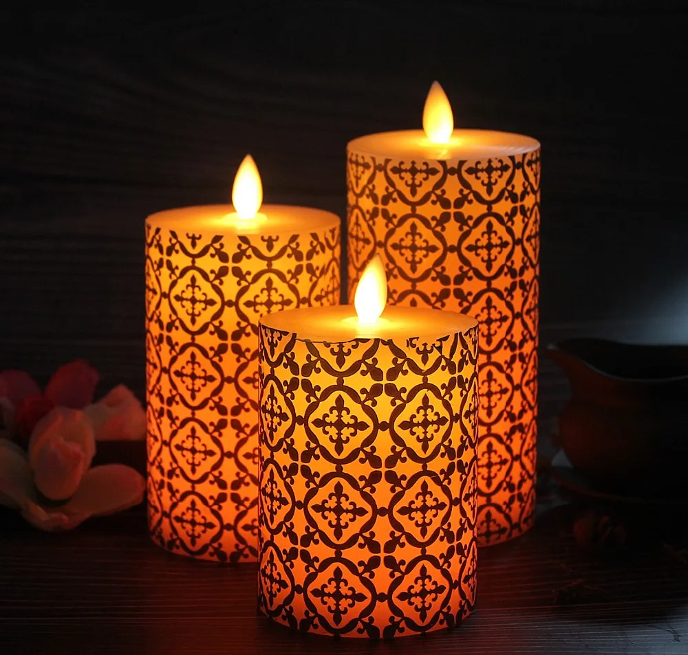 2019 New Arrivals Garden Long And Thin Cylindrical Ivory Led Flameless