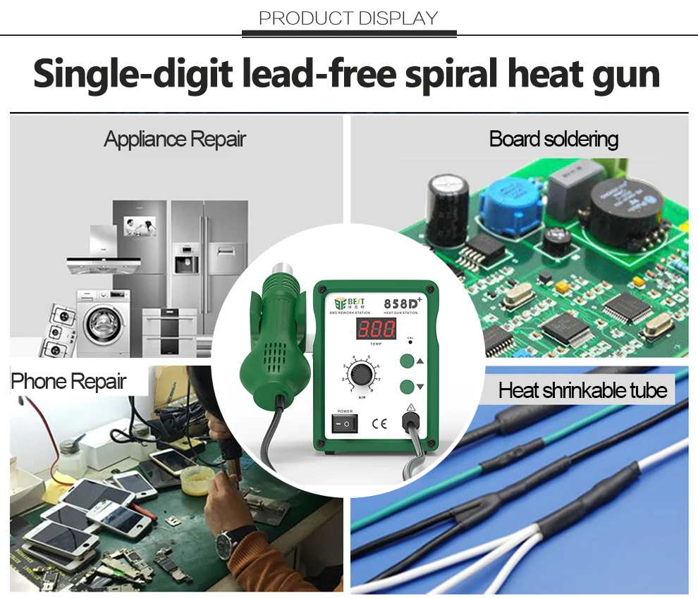 Best858d+ Good Quality Price Temperature Controlled Hot Air Soldering