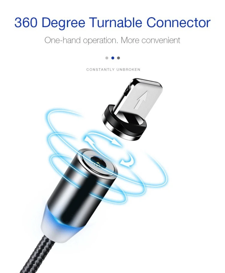 Hot sale 2.4A 3 in1 Nylon magnetic USB data line  charging USB cable for android and Type C and ios