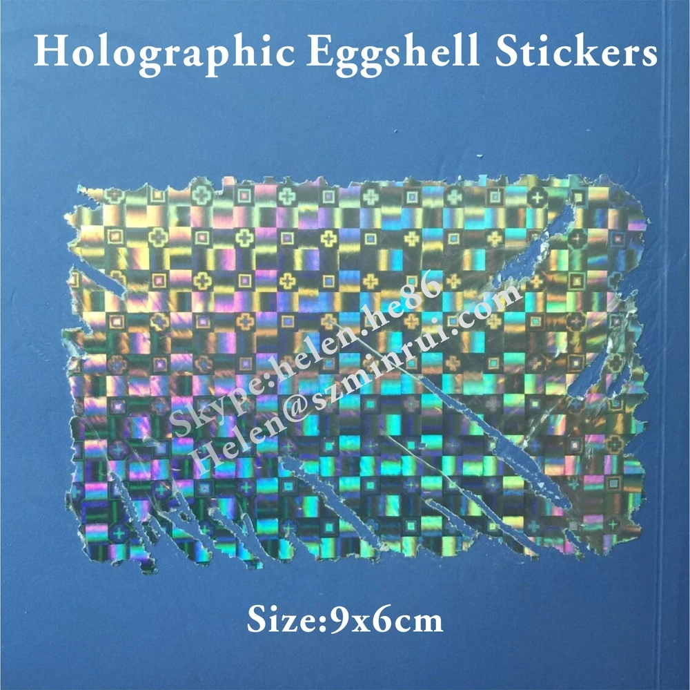 3d Holographic Vinyl Eggshell Stickers In 9x6cm Size,Blanks Hologram Destructible Graffiti Tags