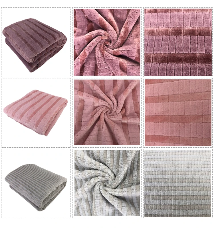 Super Soft Jacquard Stripe Embossed Jacquard Fleece Flannel Fabric