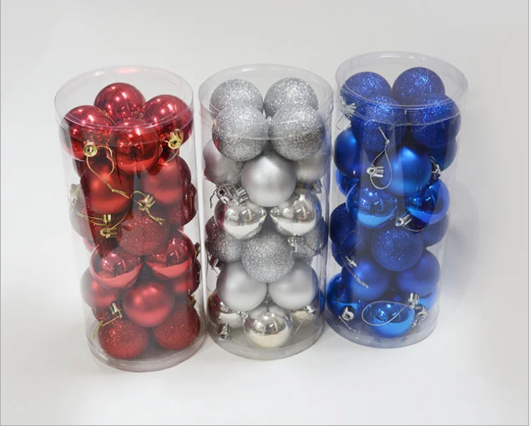 new  product christmas decor multi - coloured christmas ball 3-10cm sets with pvc box for christmas