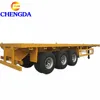3 Tri Axles 40ton 20ft Drop Flatbed Container 40ft Flat Deck Semi Trailer