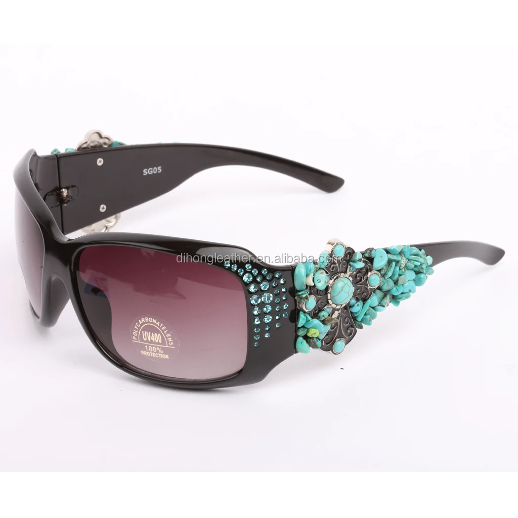 New Classy Elegant WESTERN Rustic Bling COWGIRL Style SUNGLASSES Turquoise Cross 