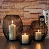 European simple iron candle holders, Abstract metal lantern, black, Home Decor