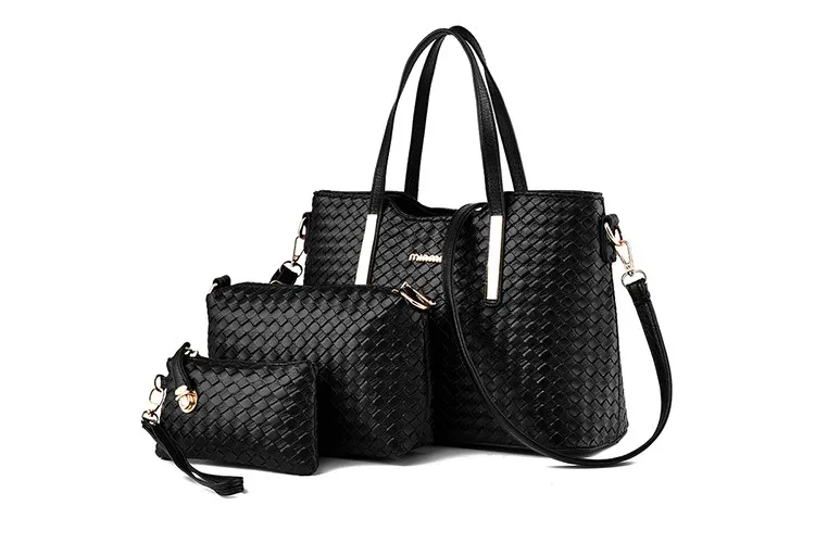 Hot Sell Luxury Thread Leather Handbag 3 In 1 Women Set Bag - Buy 3 Pcs ...