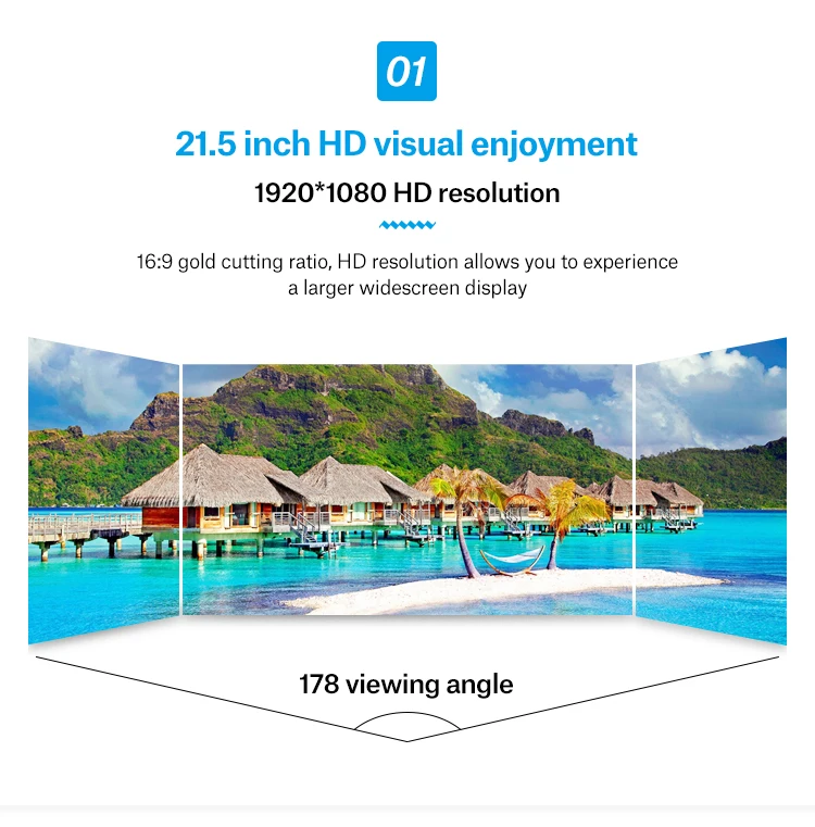 Dr.D 250nits typical brightness 21.5 Inch all in one touch desktop computer 4k